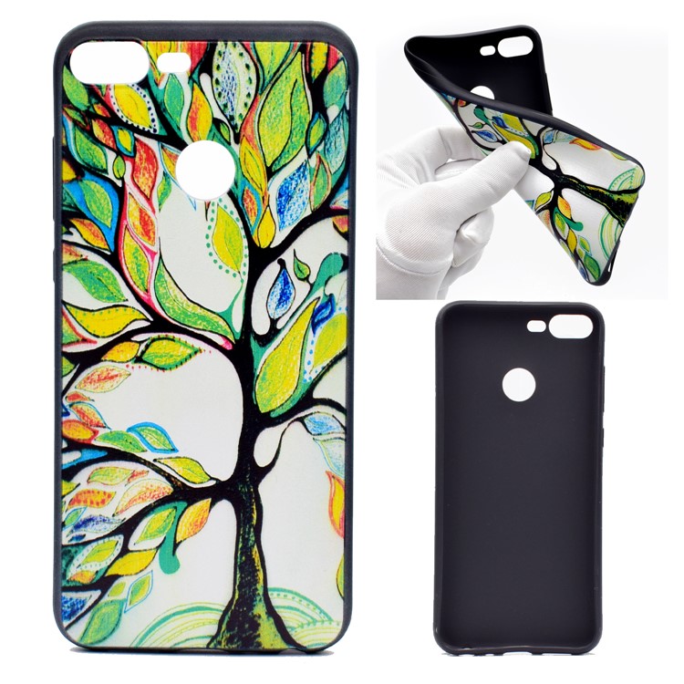 Patterned Printing Soft TPU Mobile Phone Case for Huawei Honor 9 Lite/9 Youth Edition - Tree with Colorful Leaves-1