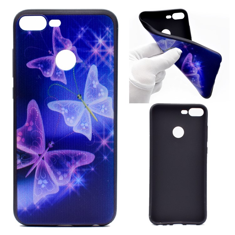 Patterned Printing Soft TPU Back Case for Huawei Honor 9 Lite/9 Youth Edition - Glitter Butterflies-1