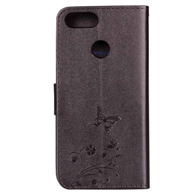 Imprinted Butterfly Flower Pattern Rhinestone Leather Wallet Case for Huawei Honor 7X - Black-5