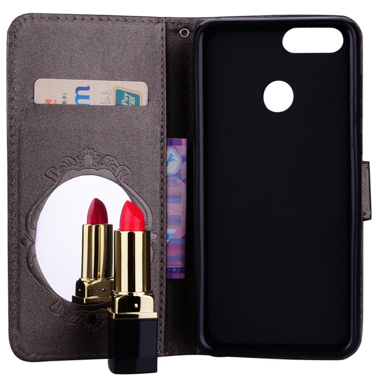 Imprinted Butterfly Flower Pattern Rhinestone Leather Wallet Case for Huawei Honor 7X - Black-7