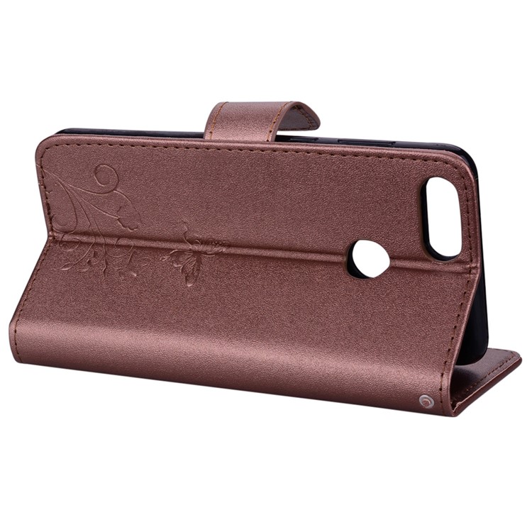 Imprinted Butterfly Flower Pattern Rhinestone Leather Wallet Case Phone Shell for Huawei Honor 7X - Brown-6