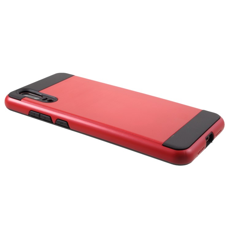 Brushed PC + TPU Hybrid Back Cover Case for Huawei P20 - Red-3