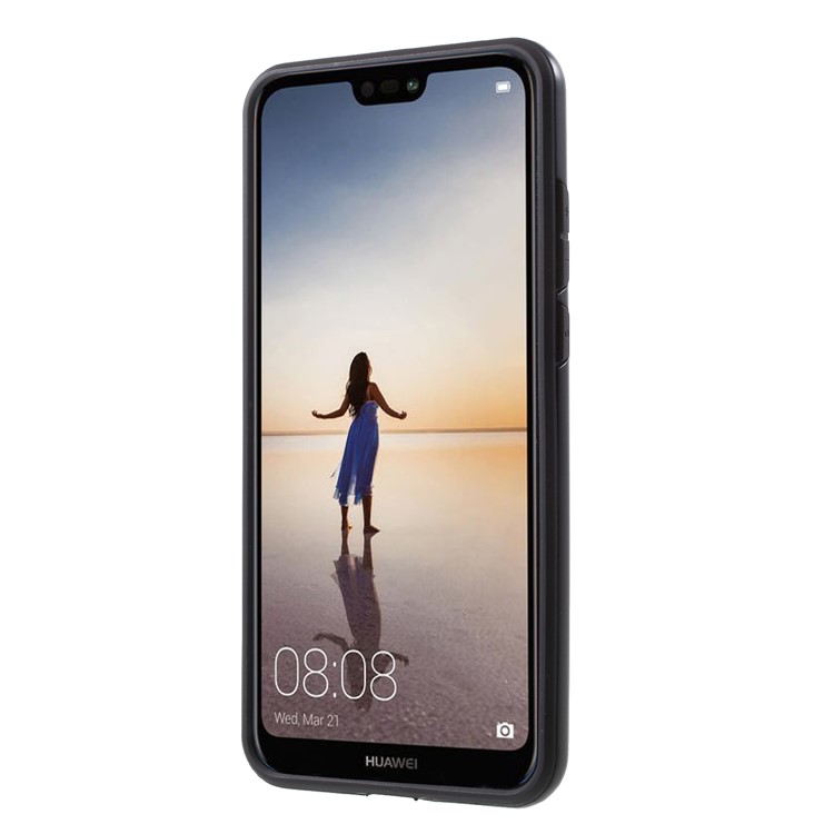 Brushed PC + TPU Hybrid Back Cover Shell for Huawei P20 - Black-2