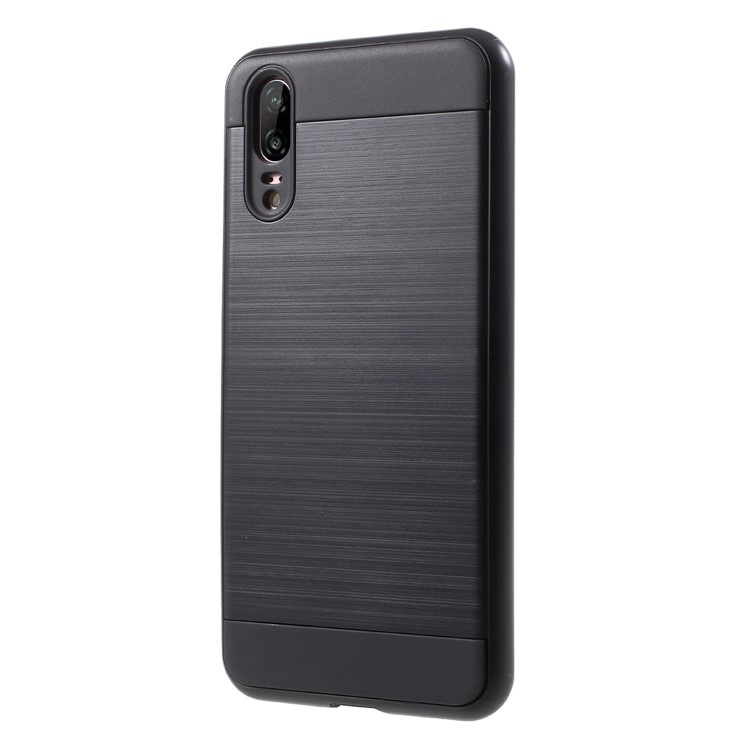 Brushed PC + TPU Hybrid Back Cover Shell for Huawei P20 - Black-3