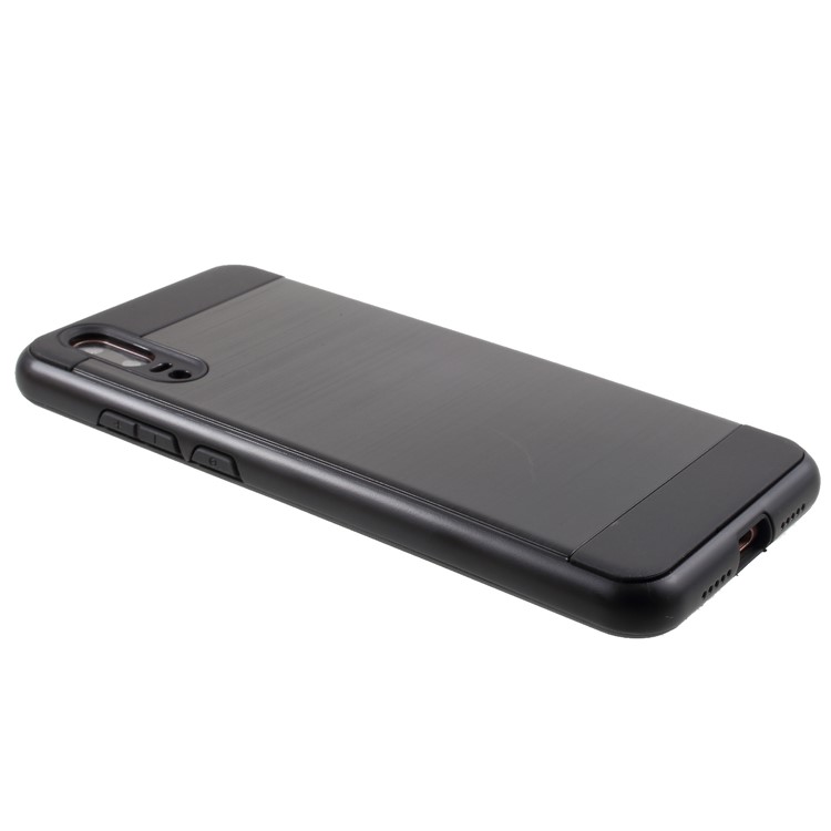 Brushed PC + TPU Hybrid Back Cover Shell for Huawei P20 - Black-4