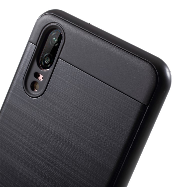 Brushed PC + TPU Hybrid Back Cover Shell for Huawei P20 - Black-5