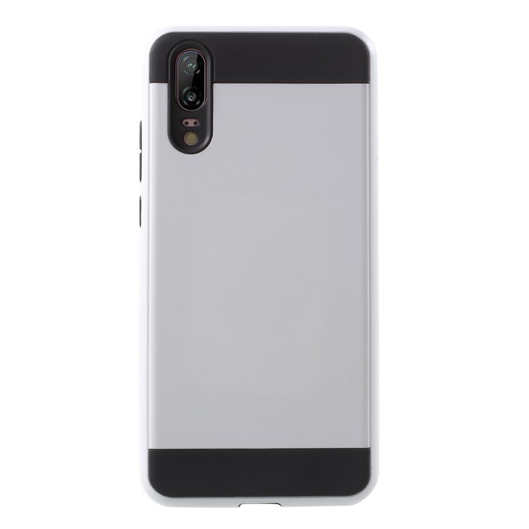 Brushed PC + TPU Hybrid Back Case for Huawei P20 - White-1
