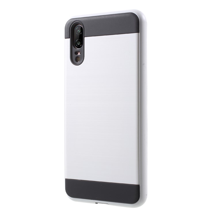 Brushed PC + TPU Hybrid Back Case for Huawei P20 - White-3