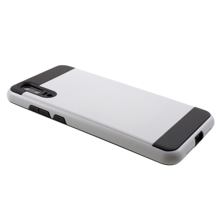 Brushed PC + TPU Hybrid Back Case for Huawei P20 - White-4
