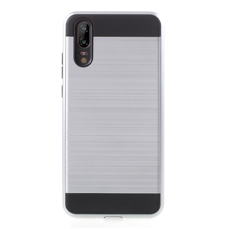 Brushed PC + TPU Hybrid Back Cover for Huawei P20 - Silver-1