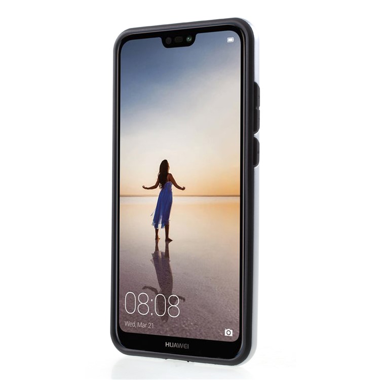 Brushed PC + TPU Hybrid Back Cover for Huawei P20 - Silver-2