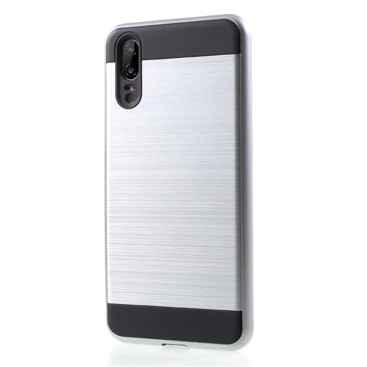 Brushed PC + TPU Hybrid Back Cover for Huawei P20 - Silver-3