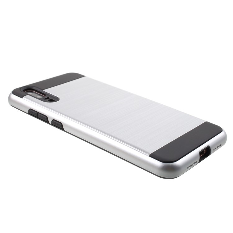 Brushed PC + TPU Hybrid Back Cover for Huawei P20 - Silver-4