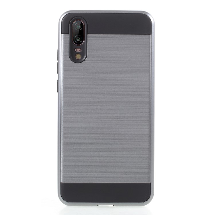 Brushed PC + TPU Hybrid Back Shell for Huawei P20 - Grey-1