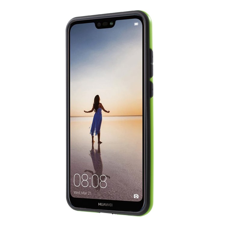 Brushed PC + TPU Hybrid Mobile Phone Case for Huawei P20 - Green-2