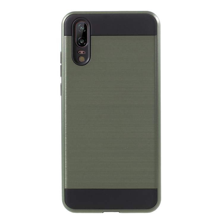 Brushed PC + TPU Hybrid Mobile Phone Cover for Huawei P20 - Army Green-1