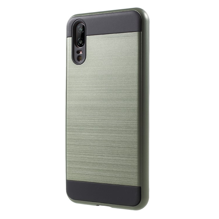 Brushed PC + TPU Hybrid Mobile Phone Cover for Huawei P20 - Army Green-3