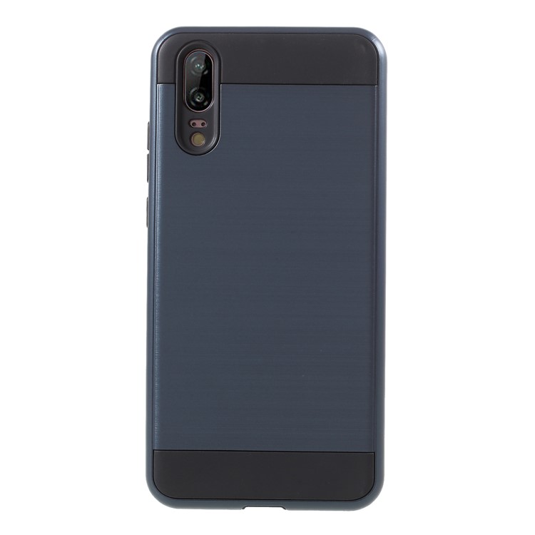 Brushed PC + TPU Hybrid Mobile Phone Shell for Huawei P20 - Dark Blue-1