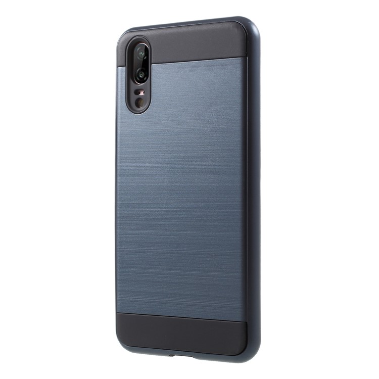Brushed PC + TPU Hybrid Mobile Phone Shell for Huawei P20 - Dark Blue-3
