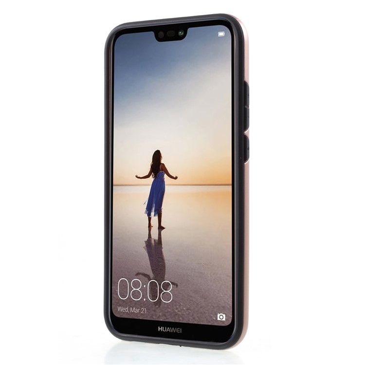 Brushed PC + TPU Hybrid Cell Phone Case for Huawei P20 Lite / Nova 3e - Rose Gold-2