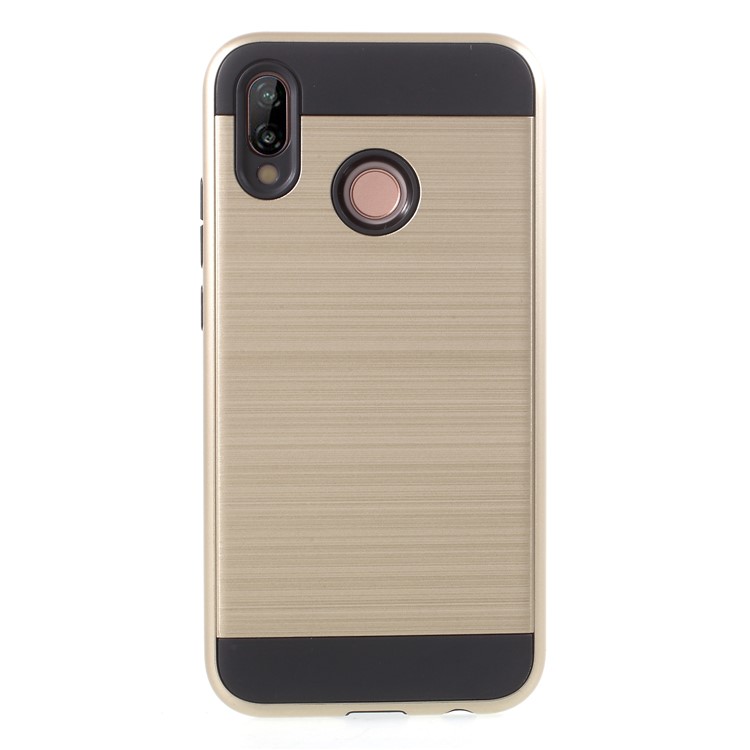 Brushed PC + TPU Hybrid Cell Phone Cover for Huawei P20 Lite / Nova 3e - Gold-1