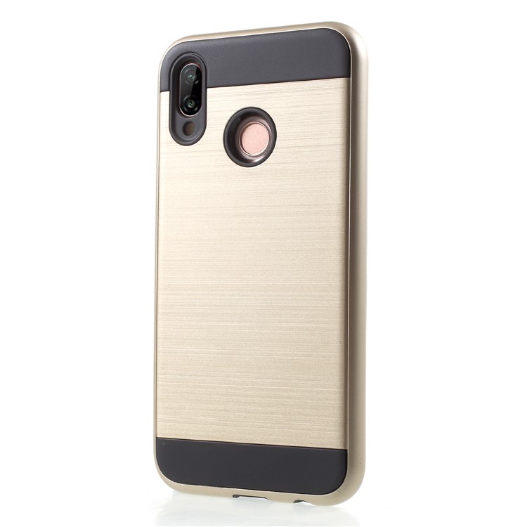 Brushed PC + TPU Hybrid Cell Phone Cover for Huawei P20 Lite / Nova 3e - Gold-3