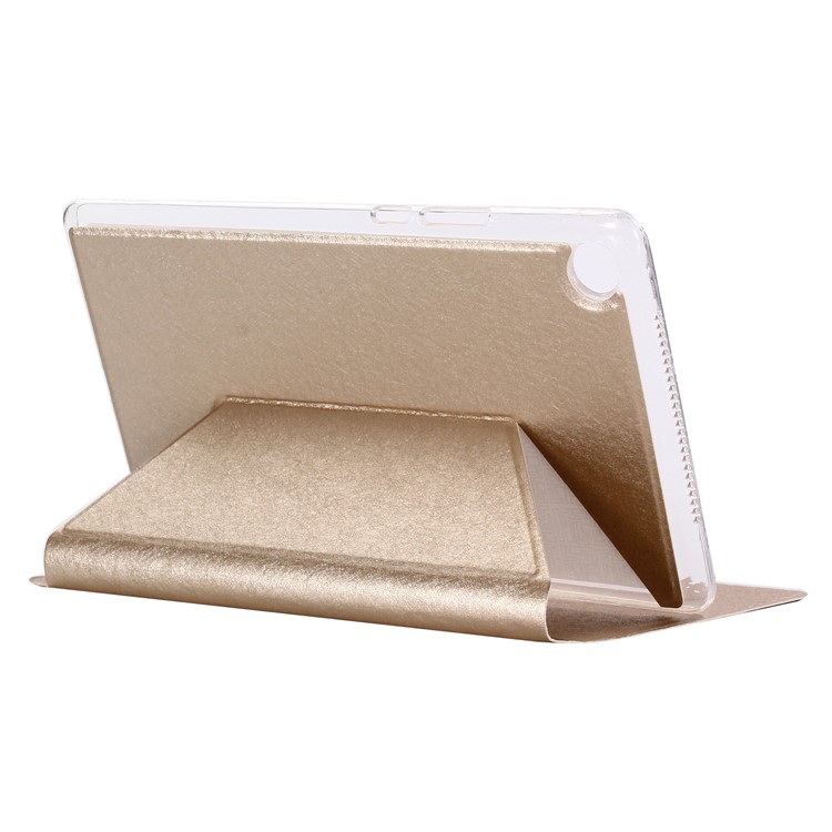 Silk Texture Leather Stand Shell for Huawei MediaPad M5 8 (8.4-inch) - Gold-3