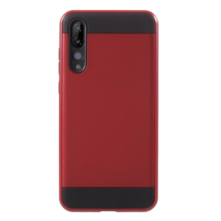 For Huawei P20 Pro Brushed PC + TPU Hybrid Case - Red-2