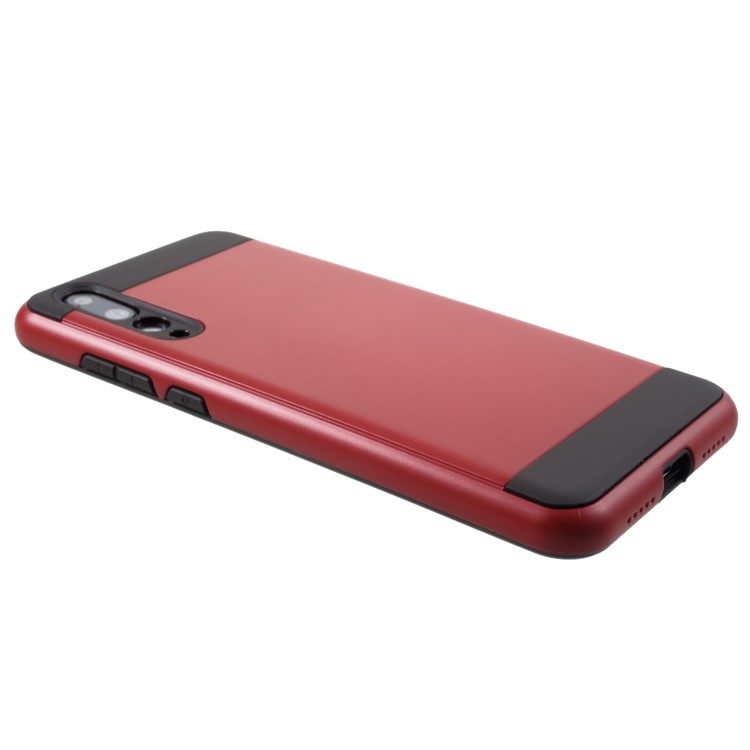 For Huawei P20 Pro Brushed PC + TPU Hybrid Case - Red-3