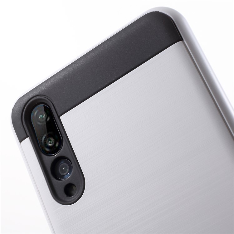 For Huawei P20 Pro Brushed PC + TPU Hybrid Cover - White-5