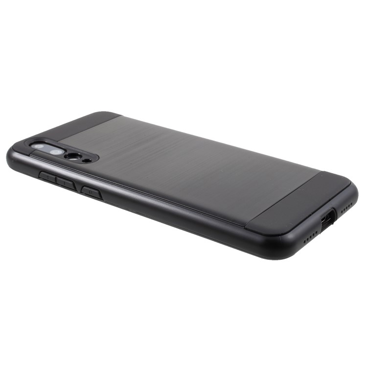 For Huawei P20 Pro Brushed PC + TPU Hybrid Shell - Black-4