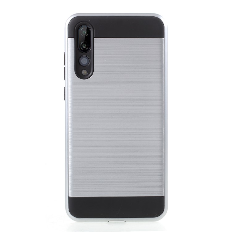 For Huawei P20 Pro Brushed PC + TPU Hybrid Back Case - Silver-1
