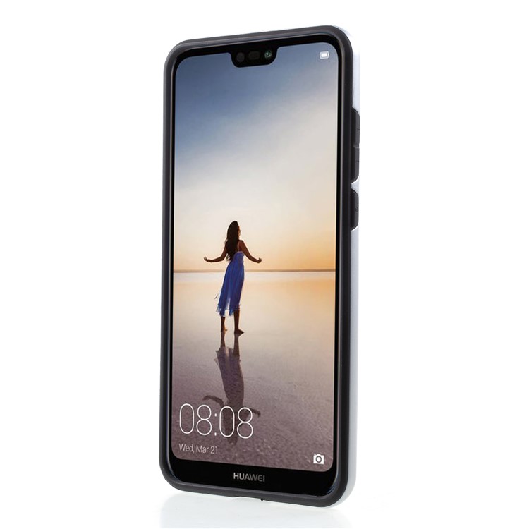 For Huawei P20 Pro Brushed PC + TPU Hybrid Back Case - Silver-2