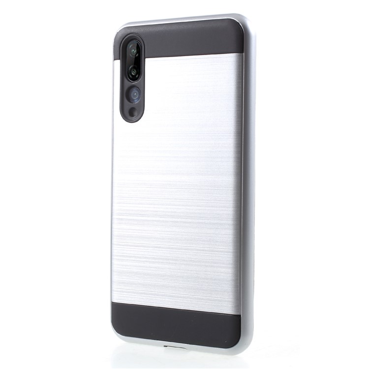 For Huawei P20 Pro Brushed PC + TPU Hybrid Back Case - Silver-3