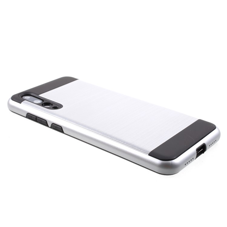 For Huawei P20 Pro Brushed PC + TPU Hybrid Back Case - Silver-4