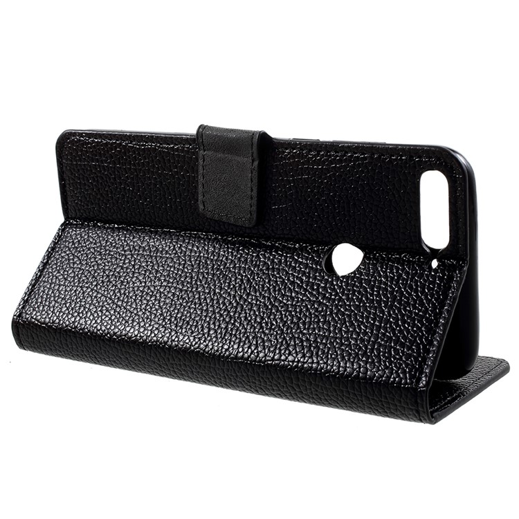 Litchi Skin Leather Wallet Case for Huawei Enjoy 8/Honor 7C /Y7 Prime (2018) - Black-4