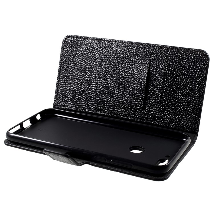 Litchi Skin Leather Wallet Case for Huawei Enjoy 8/Honor 7C /Y7 Prime (2018) - Black-6