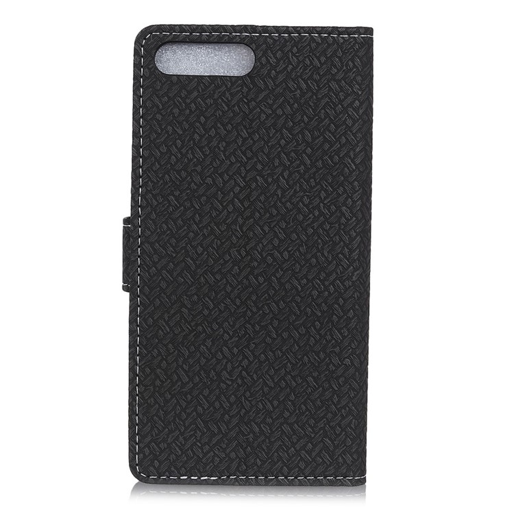Woven Pattern Leather Wallet Case for Huawei Y6 (2018) / Honor 7A (without Fingerprint Sensor) - Black-3