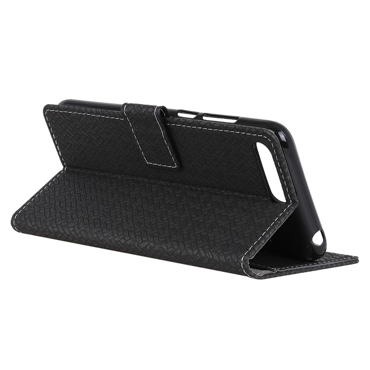 Woven Pattern Leather Wallet Case for Huawei Y6 (2018) / Honor 7A (without Fingerprint Sensor) - Black-5