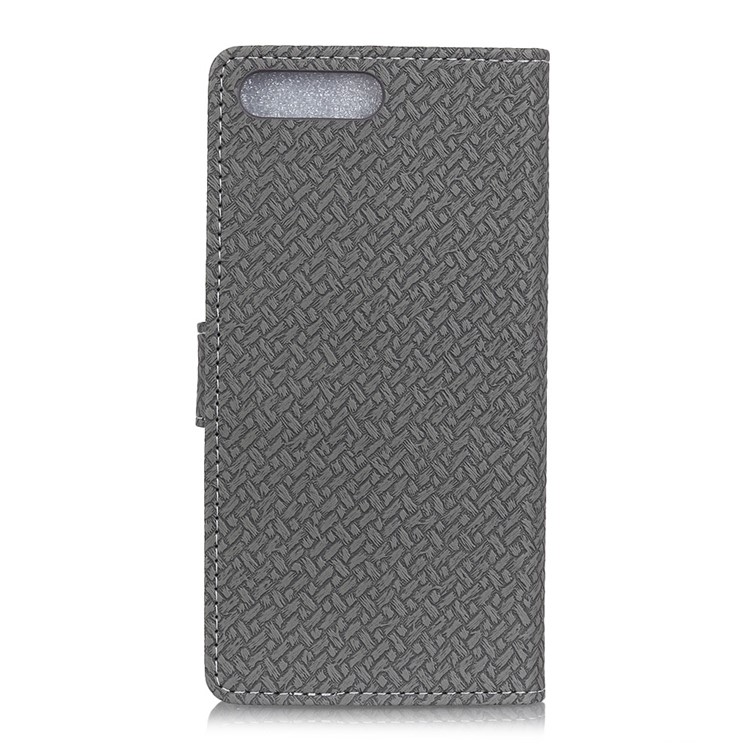 Woven Pattern Leather Wallet Cover for Huawei Y6 (2018) / Honor 7A (without Fingerprint Sensor) - Grey-2