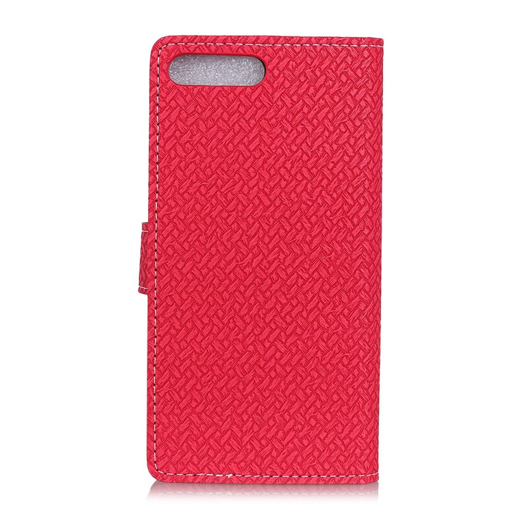 Woven Pattern Leather Wallet Shell Case for Huawei Y6 (2018) / Honor 7A (without Fingerprint Sensor) - Red-2