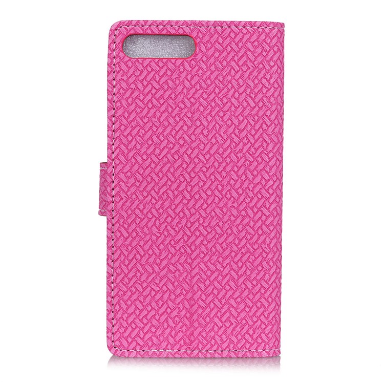 Woven Pattern Leather Wallet Case Phone Shell for Huawei Y6 (2018) / Honor 7A (without Fingerprint Sensor - Rose-2
