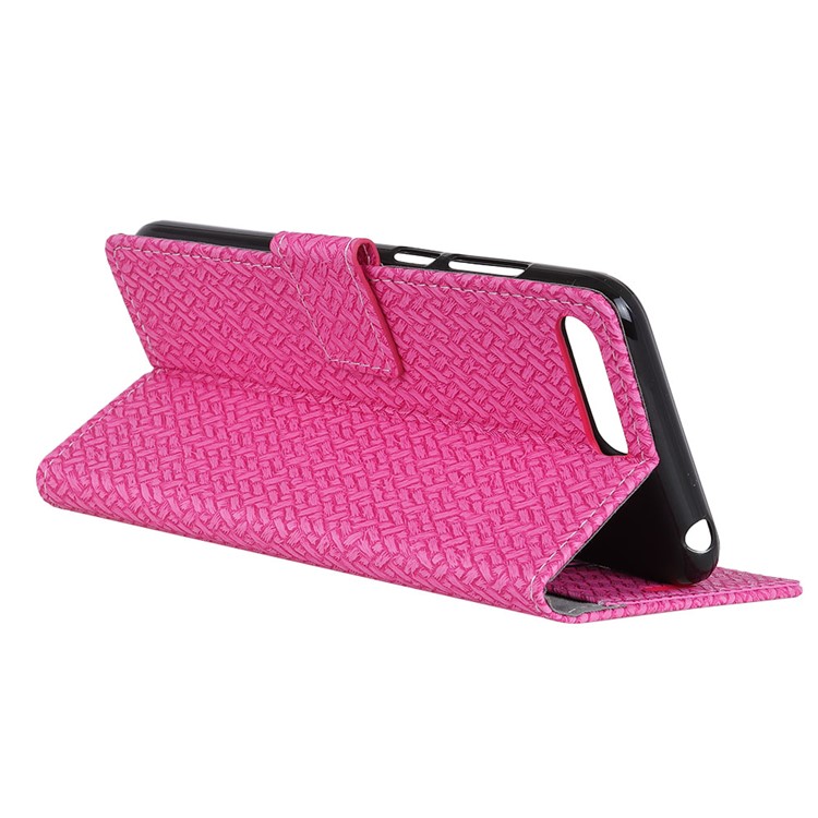 Woven Pattern Leather Wallet Case Phone Shell for Huawei Y6 (2018) / Honor 7A (without Fingerprint Sensor - Rose-4