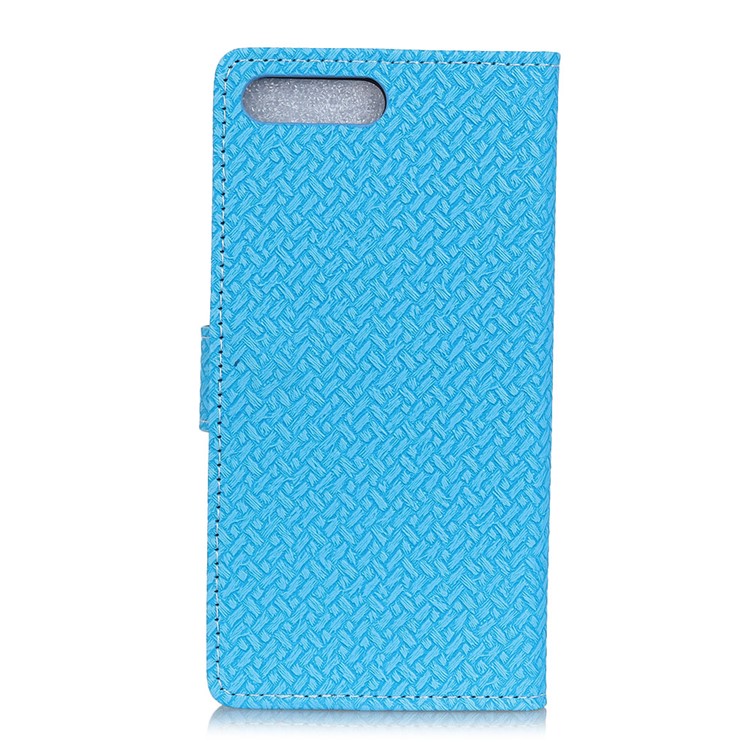 Woven Pattern PU Leather Wallet Case for Huawei Y6 (2018) / Honor 7A (without Fingerprint Sensor) - Blue-2