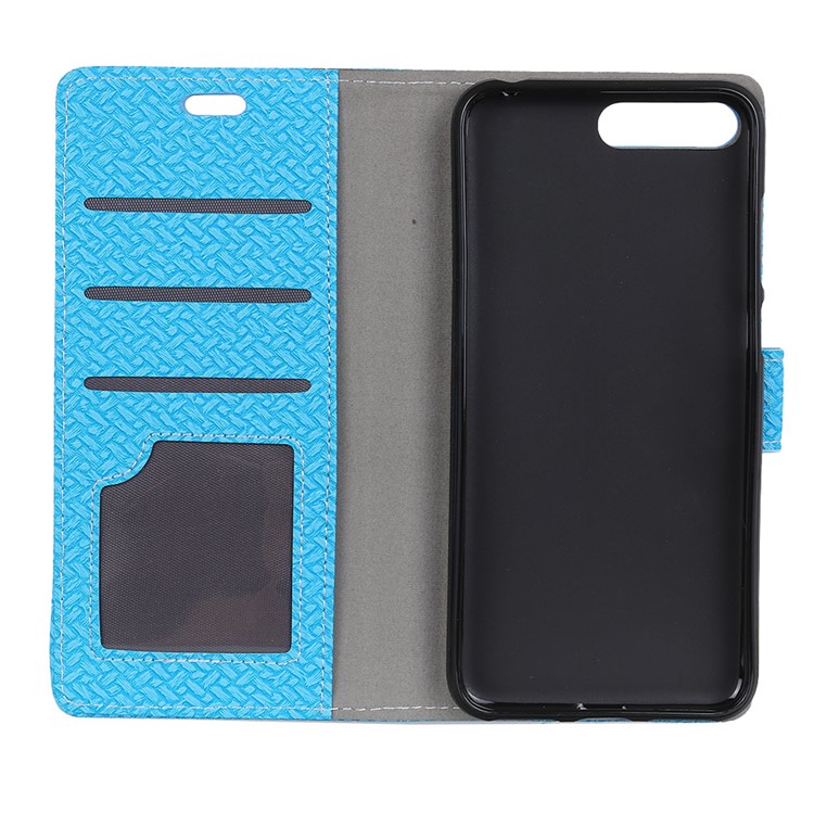 Woven Pattern PU Leather Wallet Case for Huawei Y6 (2018) / Honor 7A (without Fingerprint Sensor) - Blue-3