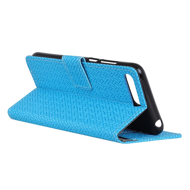 Woven Pattern PU Leather Wallet Case for Huawei Y6 (2018) / Honor 7A (without Fingerprint Sensor) - Blue-4
