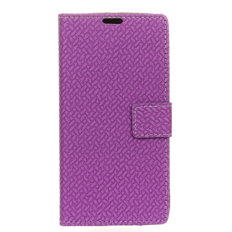 Woven Pattern Wallet Leather Stand Case for Huawei Y6 (2018) / Honor 7A (without Fingerprint Sensor) - Purple-1
