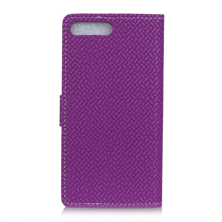 Woven Pattern Wallet Leather Stand Case for Huawei Y6 (2018) / Honor 7A (without Fingerprint Sensor) - Purple-2