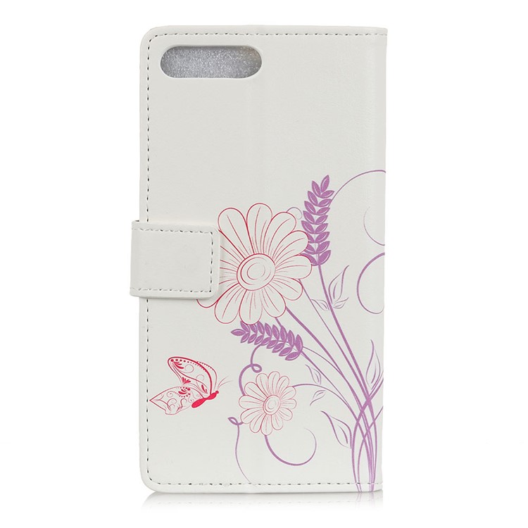 Pattern Printing Stand Leather Wallet Mobile Shell for Huawei Y6 (2018)/Honor 7A (without Fingerprint Sensor) - Butterfly and Flower-2