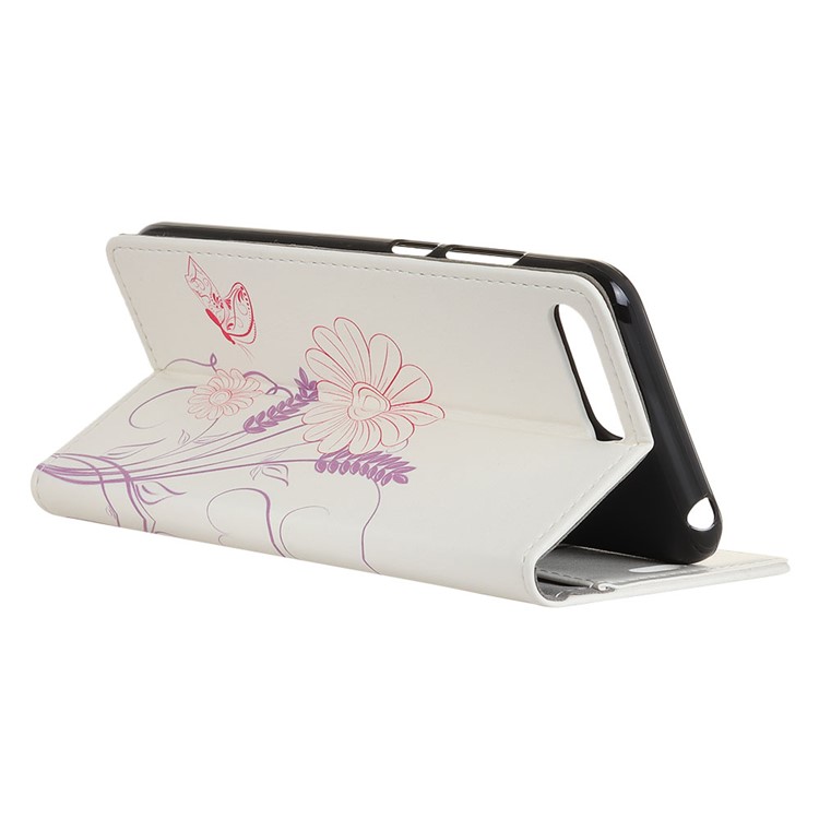 Pattern Printing Stand Leather Wallet Mobile Shell for Huawei Y6 (2018)/Honor 7A (without Fingerprint Sensor) - Butterfly and Flower-3